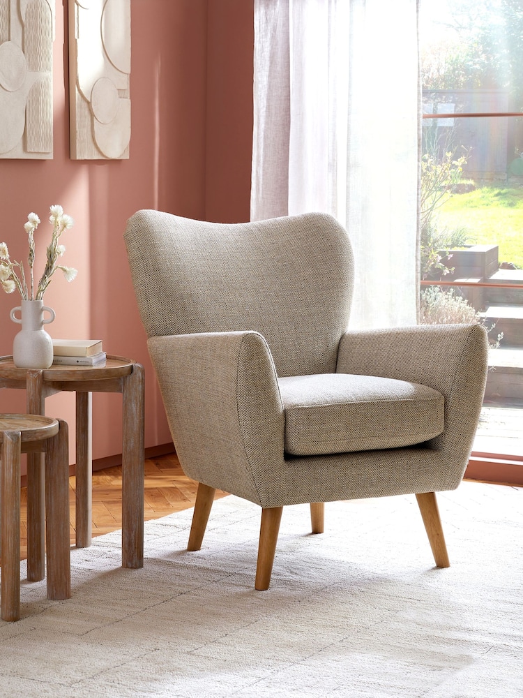 Chunky Weave Mid Natural Wilson II Highback Armchair - Image 1 of 9