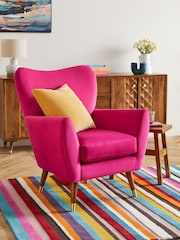 Soft Velvet Fuchsia Pink Wilson II Highback Armchair - Image 1 of 9