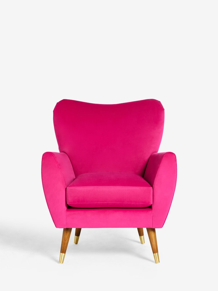 Soft Velvet Fuchsia Pink Wilson II Highback Armchair - Image 2 of 9