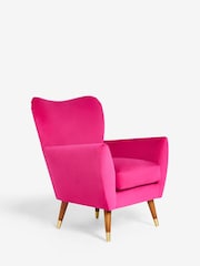 Soft Velvet Fuchsia Pink Wilson II Highback Armchair - Image 3 of 9