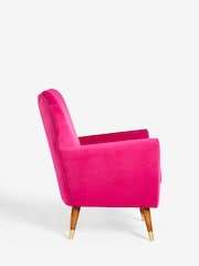 Soft Velvet Fuchsia Pink Wilson II Highback Armchair - Image 6 of 9