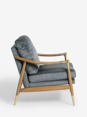 Plush Chenille Slate Blue Flinton Wooden Accent Chair - Image 8 of 9