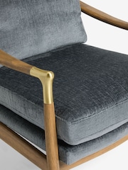 Plush Chenille Slate Blue Flinton Wooden Accent Chair - Image 9 of 9