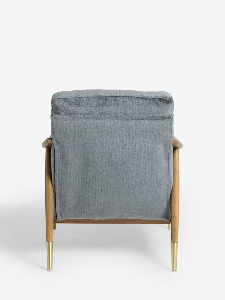 Plush Chenille Slate Blue Flinton Wooden Accent Chair - Image 10 of 10