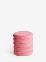 Soft Velvet Raspberry Pink Ribbed Storage Stool - Image 3 of 6