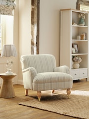Thatched Linen Look Stripe Natural Lilly Accent Chair - Image 1 of 9