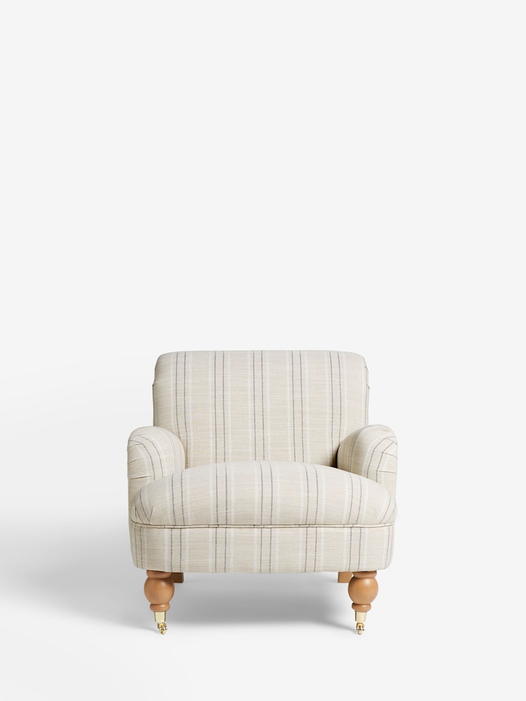 Thatched Linen Look Stripe Natural Lilly Accent Chair - Image 2 of 9
