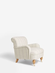 Thatched Linen Look Stripe Natural Lilly Accent Chair - Image 3 of 9