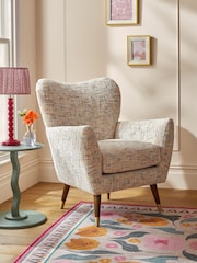 Multi Coloured Chenille Natural Wilson II Highback Armchair - Image 1 of 10