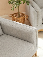 Chunky Weave Dove Grey Snuggle Seat Bennett Wooden Snuggle Seat Arm Chair - Image 2 of 10