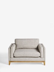 Chunky Weave Dove Grey Snuggle Seat Bennett Wooden Snuggle Seat Arm Chair - Image 3 of 10
