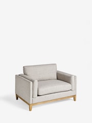 Chunky Weave Dove Grey Snuggle Seat Bennett Wooden Snuggle Seat Arm Chair - Image 4 of 10