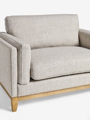 Chunky Weave Dove Grey Snuggle Seat Bennett Wooden Snuggle Seat Arm Chair - Image 7 of 10