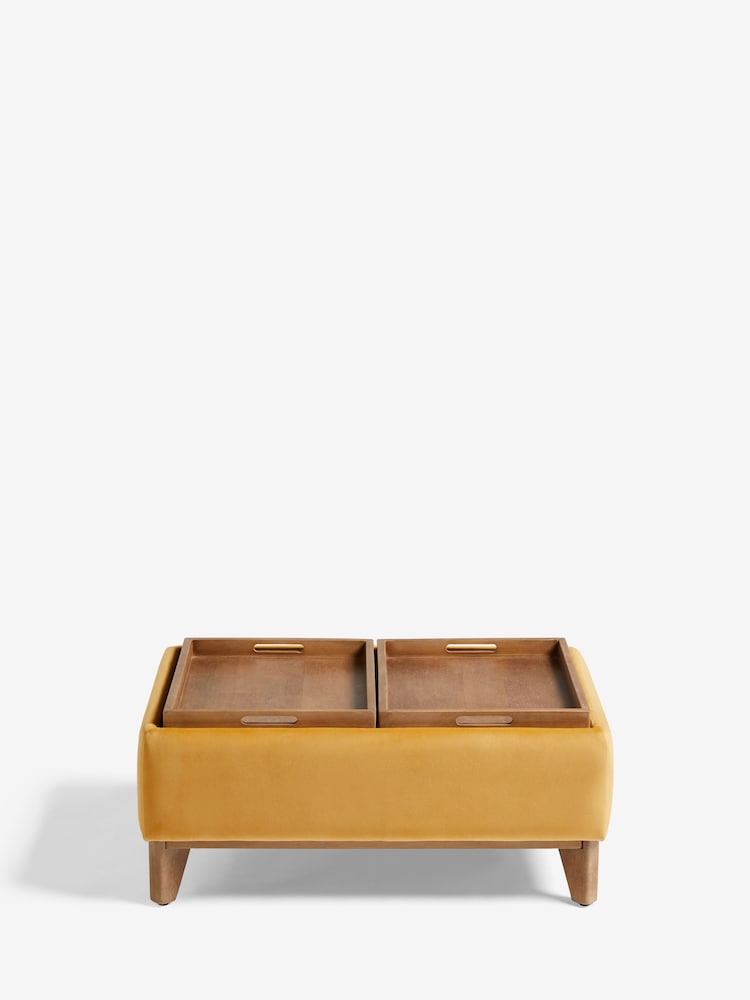 Soft Velvet Ochre Yellow Hayden Storage Coffee Table - Image 11 of 11