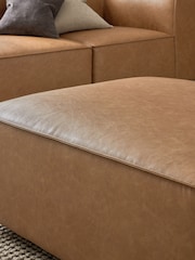 Vintaged Faux Leather Light Brown Single Foostool Alba Modular Sofa - Image 3 of 11