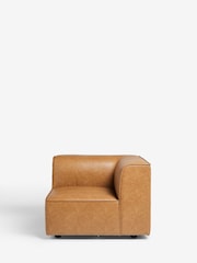 Vintaged Faux Leather Light Brown Single Corner Piece Alba Modular Sofa - Image 3 of 11