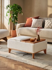 Casual Boucle Oyster Natural Hayden Storage Coffee Table - Image 1 of 11