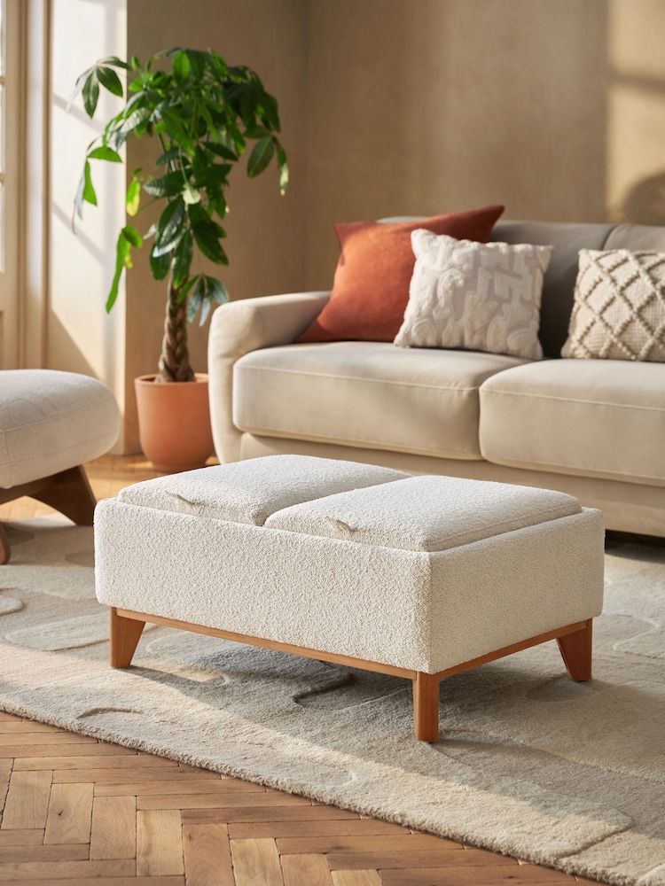 Casual Boucle Oyster Natural Hayden Storage Coffee Table - Image 2 of 11