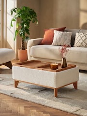 Casual Boucle Oyster Natural Hayden Storage Coffee Table - Image 3 of 11