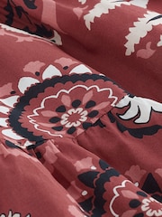 Burgundy Red Aztec Mini Tiered Summer Cotton Dress - Image 3 of 4