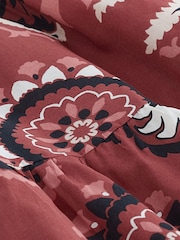Burgundy Red Aztec Mini Tiered Summer Cotton Dress - Image 4 of 4