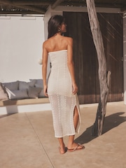 Cream Knitted Bandeau Bodycon Summer Dress - Image 4 of 7
