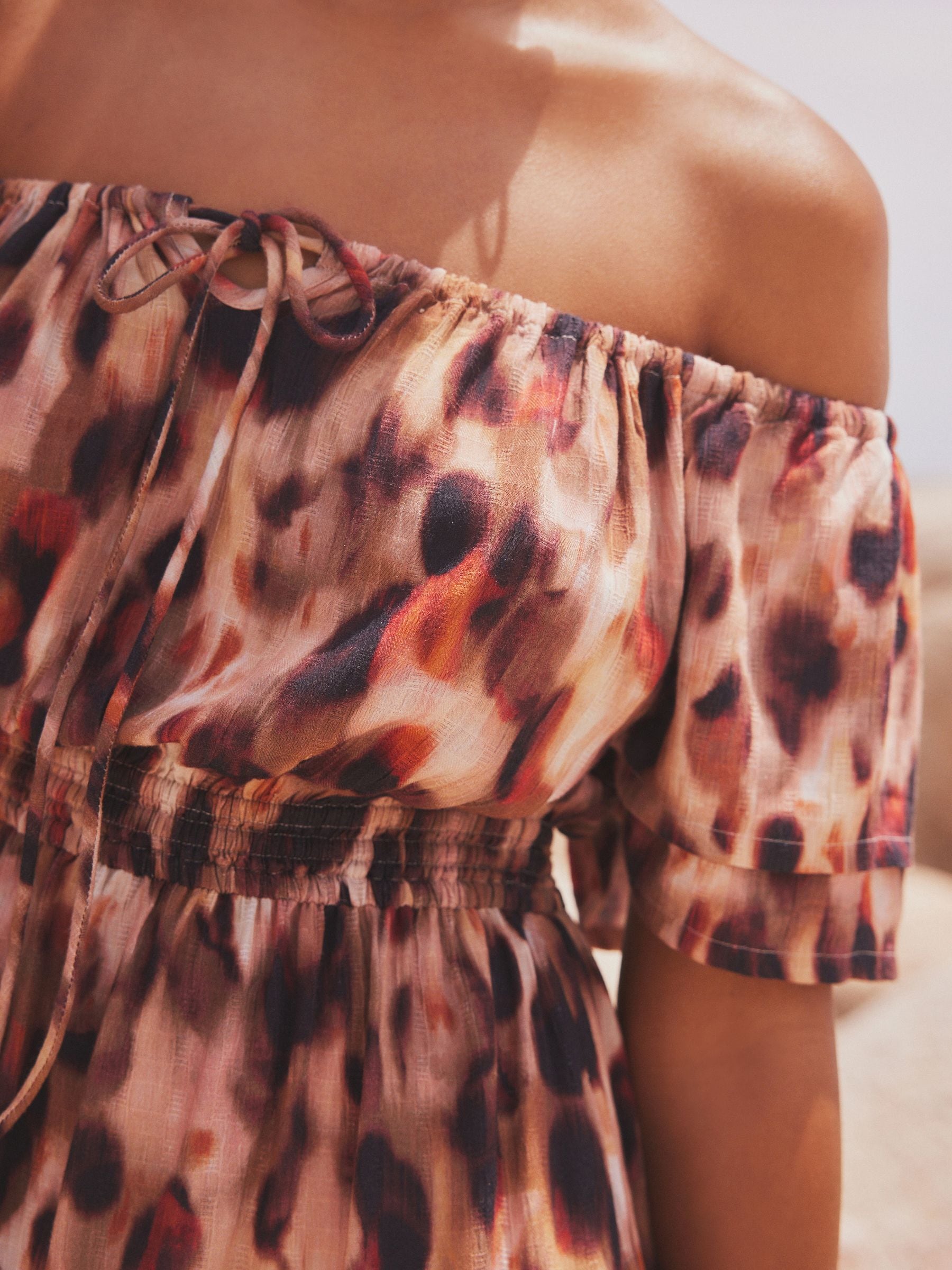 Off shoulder animal print dress outlet