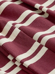 Chocolate Brown Stripe 100% Cotton Short Sleeve Tie Side Summer Dress - Image 5 of 5