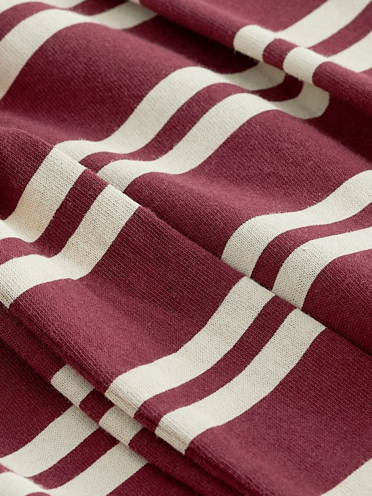 Chocolate Brown Stripe 100% Cotton Short Sleeve Tie Side Summer Dress - Image 5 of 5