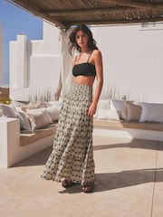 Schwarz/Weiß - Gesmoktes Bandeau-Kleid/Rock aus 100 % Baumwolle - Bild 1 von 7