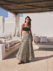 Schwarz/Weiß - Gesmoktes Bandeau-Kleid/Rock aus 100 % Baumwolle - Bild 2 von 7
