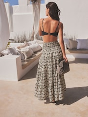 Schwarz/Weiß - Gesmoktes Bandeau-Kleid/Rock aus 100 % Baumwolle - Bild 4 von 7
