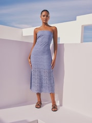 Blue Broderie Bandeau Dress - Image 1 of 8