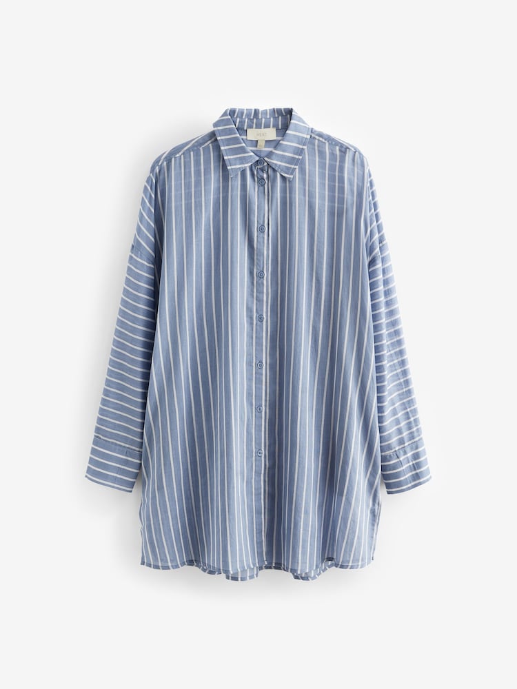 Blue/White Stripe Beach Shirt Cover-Up - Image 5 of 6