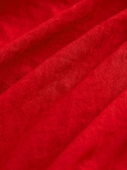 Red Long Sleeve V-Neck Crochet Cutwork Blouse - Image 6 of 6