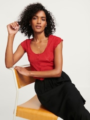 Red Diamond Textured Short Sleeve Top - Image 3 of 7