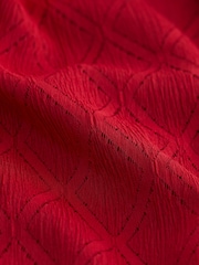 Red Diamond Textured Short Sleeve Top - Image 7 of 7