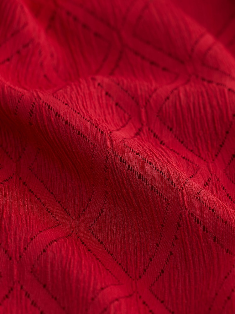 Red Diamond Textured Short Sleeve Top - Image 7 of 7