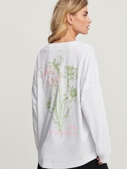 White Long Sleeve Brooklyn New York City Back Graphic Top - Image 1 of 7