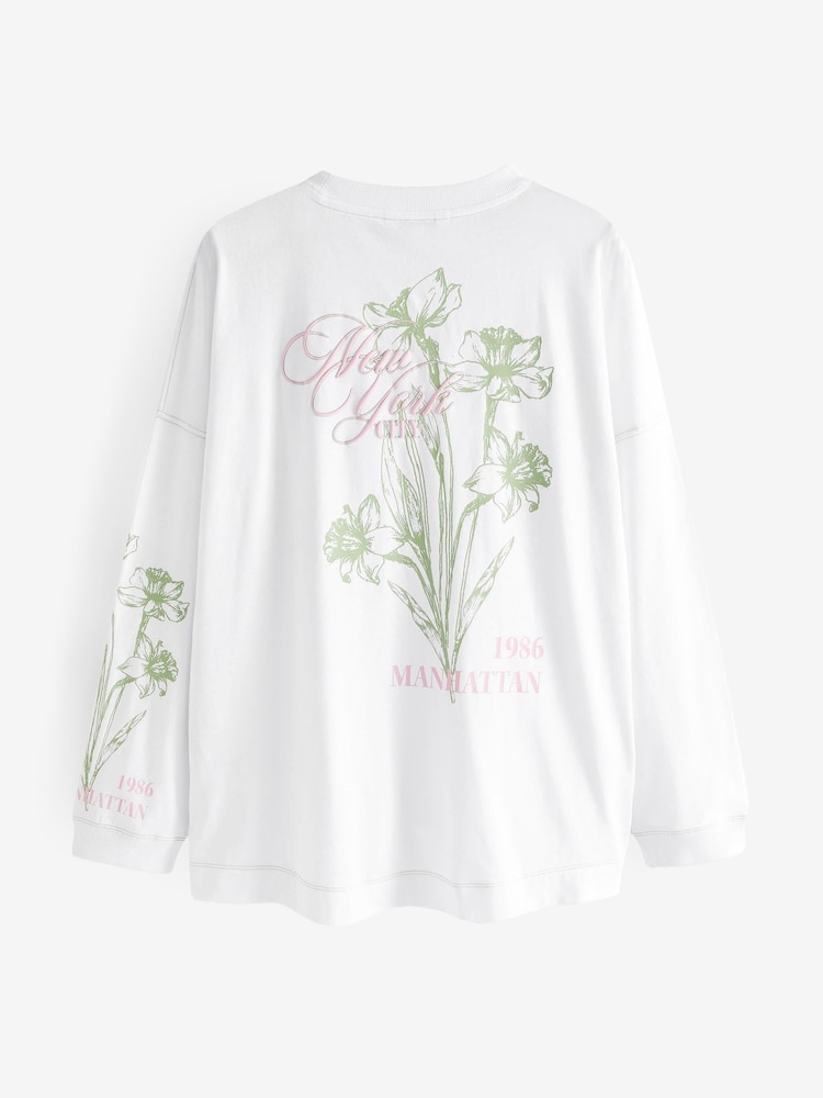 White Long Sleeve Brooklyn New York City Back Graphic Top - Image 6 of 7