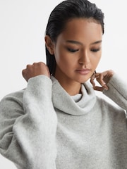 Reiss Soft Grey Sami Oversized Wool Blend Cowl Neck Mini Dress - Image 4 of 5