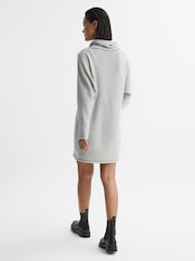 Reiss Soft Grey Sami Oversized Wool Blend Cowl Neck Mini Dress - Image 5 of 5