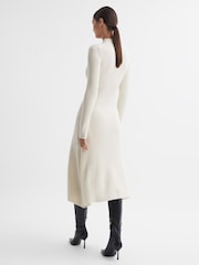 Reiss Cream Kris Wool Blend Bodycon Midi Dress - Image 5 of 5