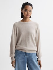 Reiss Stone Andi Oversized Wool Blend Crew Neck Jumper - Image 5 of 5