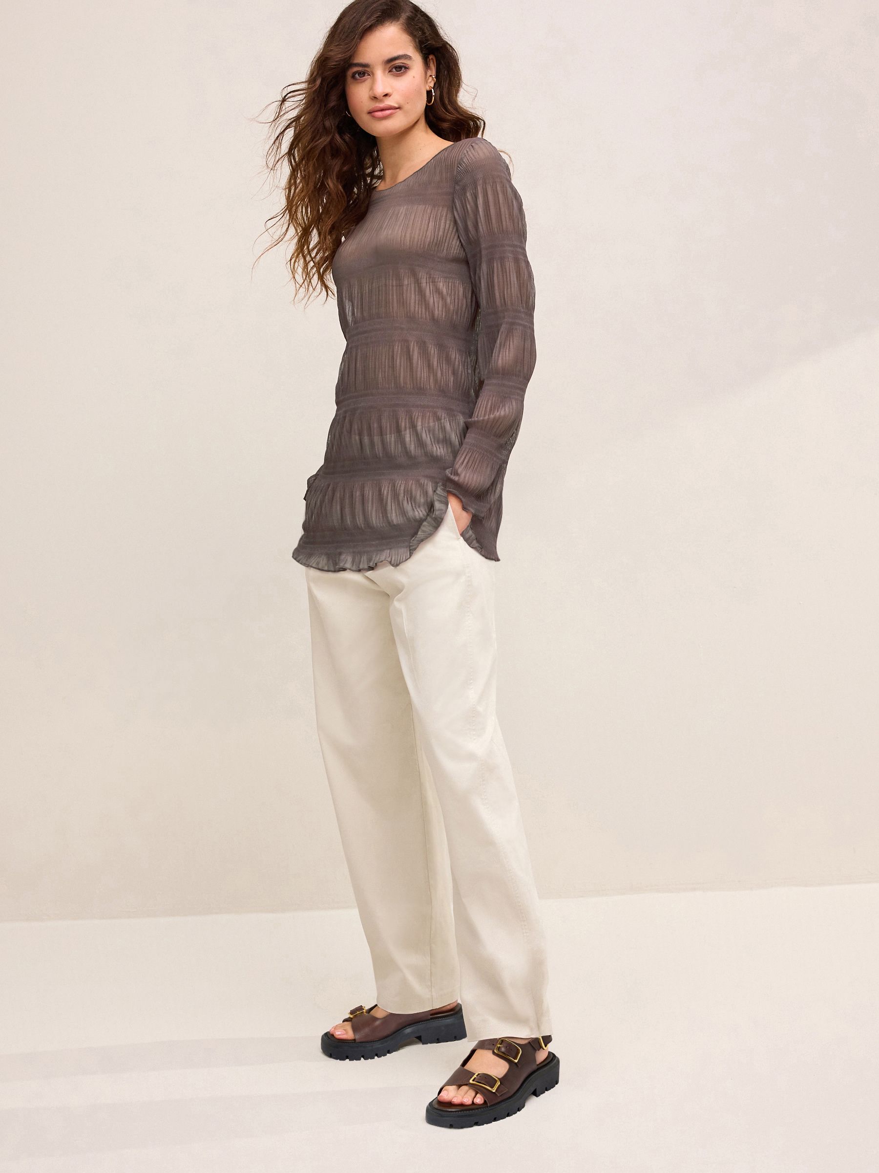 Buy Purple Sheer Texture Longline Top from Next Luxembourg