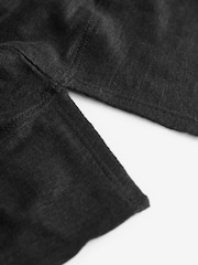 Black 100% Linen Long Sleeve Crew Top - Image 6 of 8