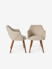 MADE.COM Set of 2 Ecru Marl and Walnut Legs Lule Arm Dining Chairs in Velvet - Image 3 of 3