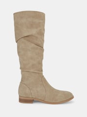 Novo Natural Wide Fit Josslyn Ruched Knee High Flat Boots - Image 2 of 5
