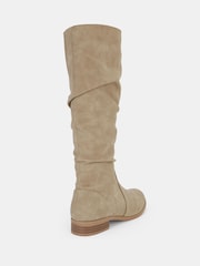 Novo Natural Wide Fit Josslyn Ruched Knee High Flat Boots - Image 4 of 5
