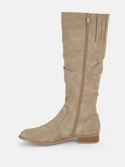 Novo Natural Wide Fit Josslyn Ruched Knee High Flat Boots - Image 5 of 5